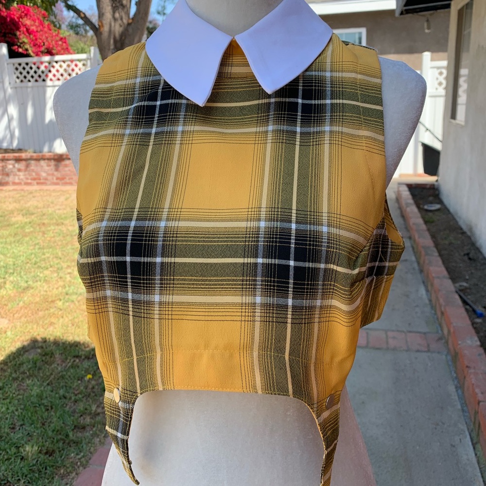 Deandri Crop Top Collar Plaid
